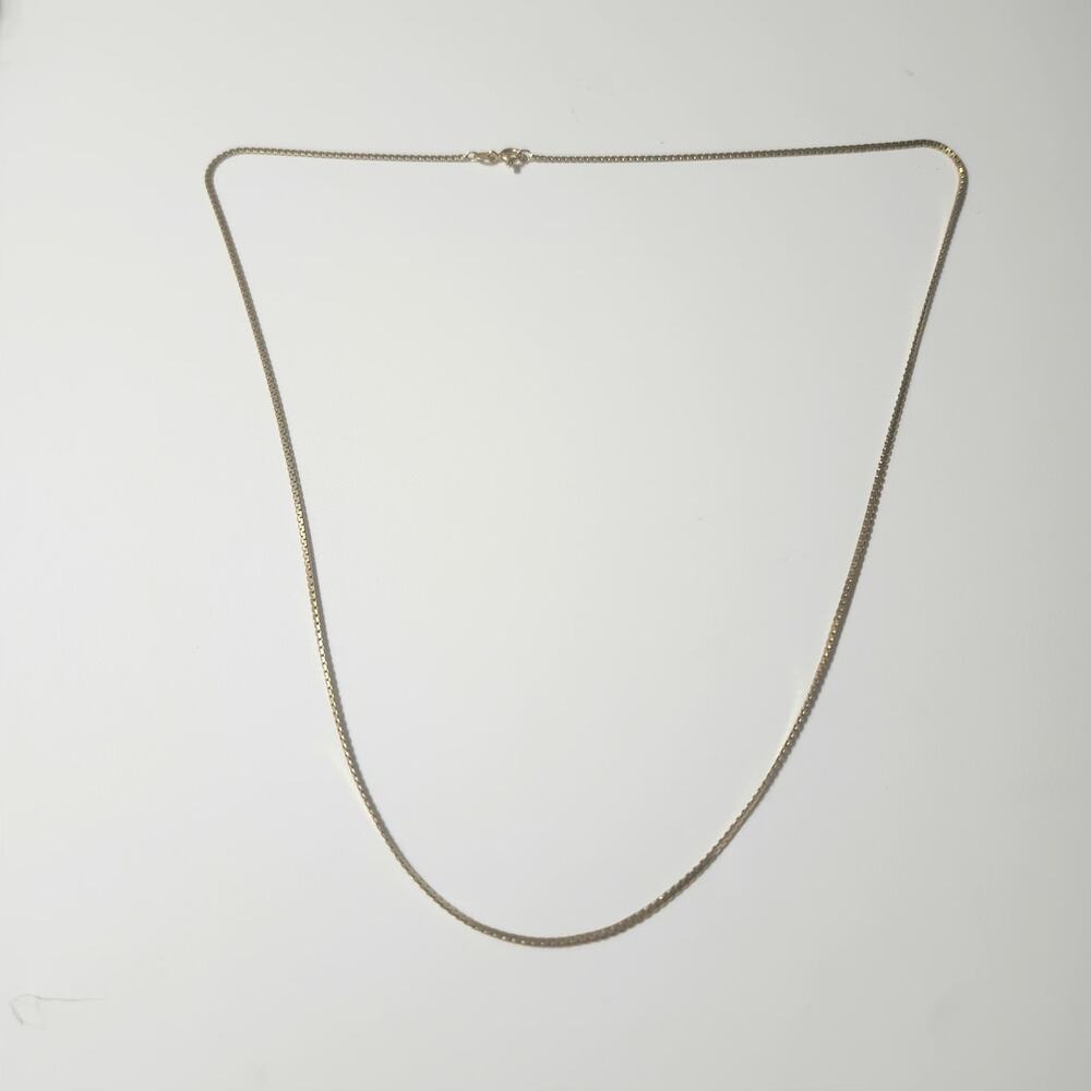 14K Yellow Gold Box Link Chain Necklace 24 Inch 1.4mm 6.35g Real Spring Clasp